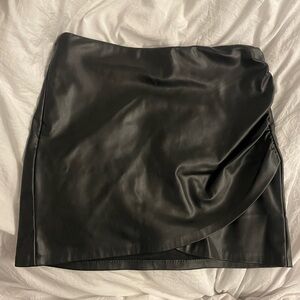 Zara Rushed Mini Faux Leather Skirt